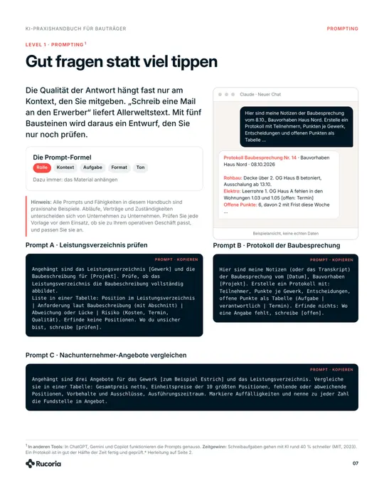 Handbuchseite: Prompts zum Kopieren