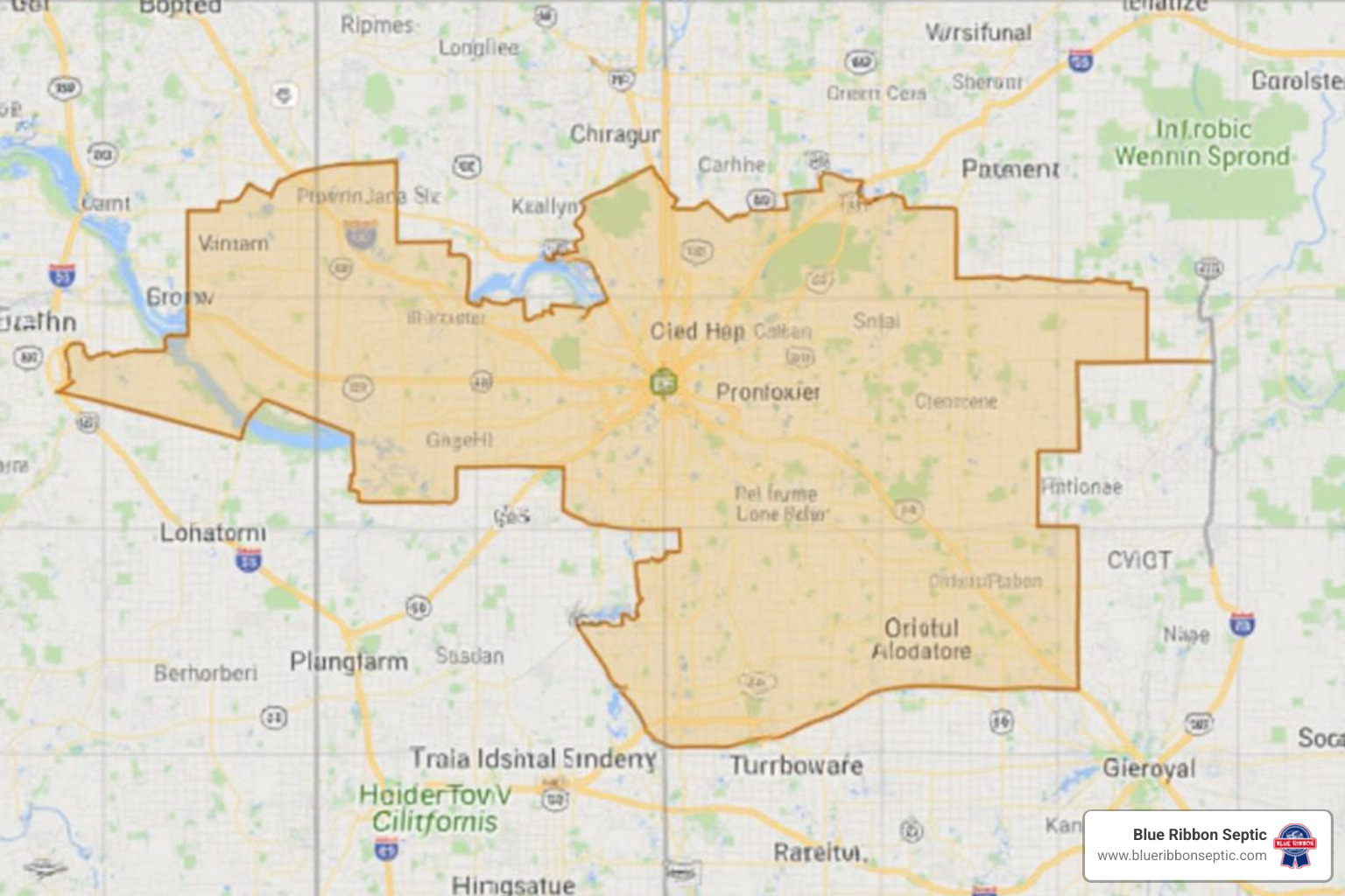 Elk Grove septic company service area map - septic service Elk Grove CA
