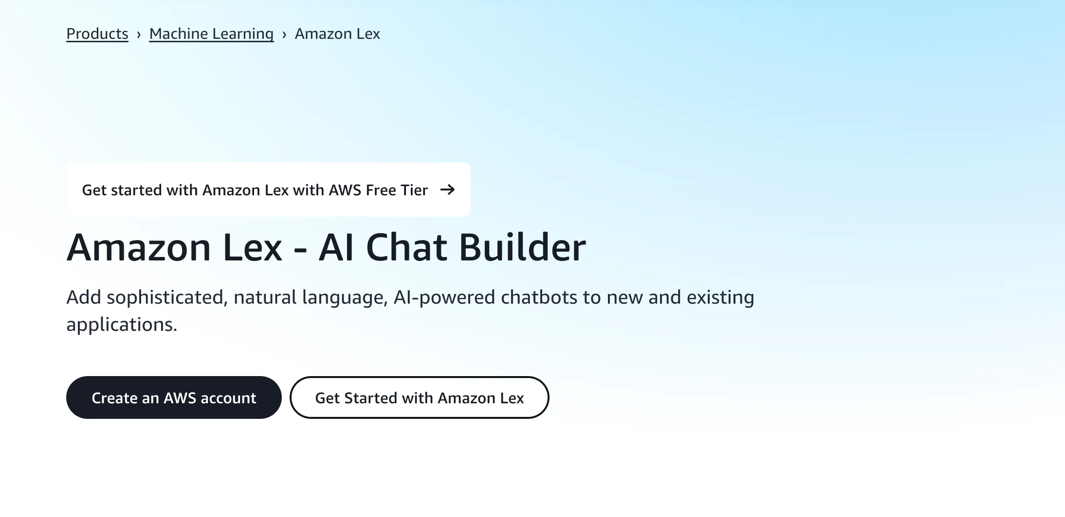 Amazon Lex homepage