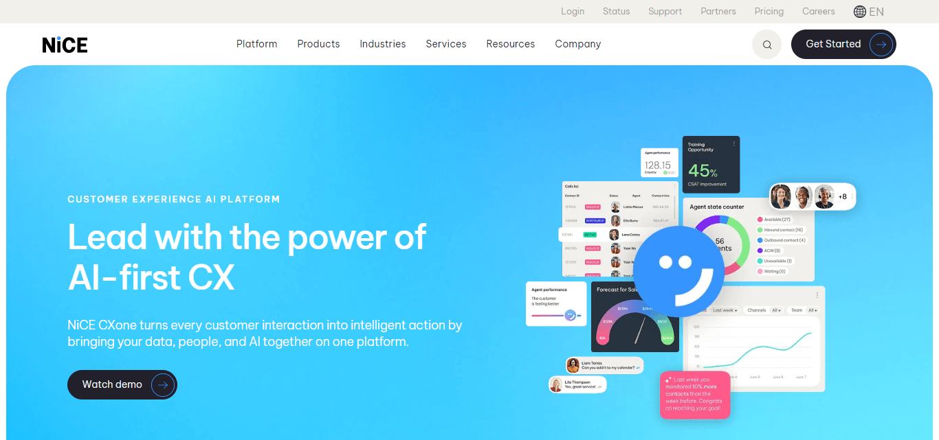 NiCE CXone’s homepage.