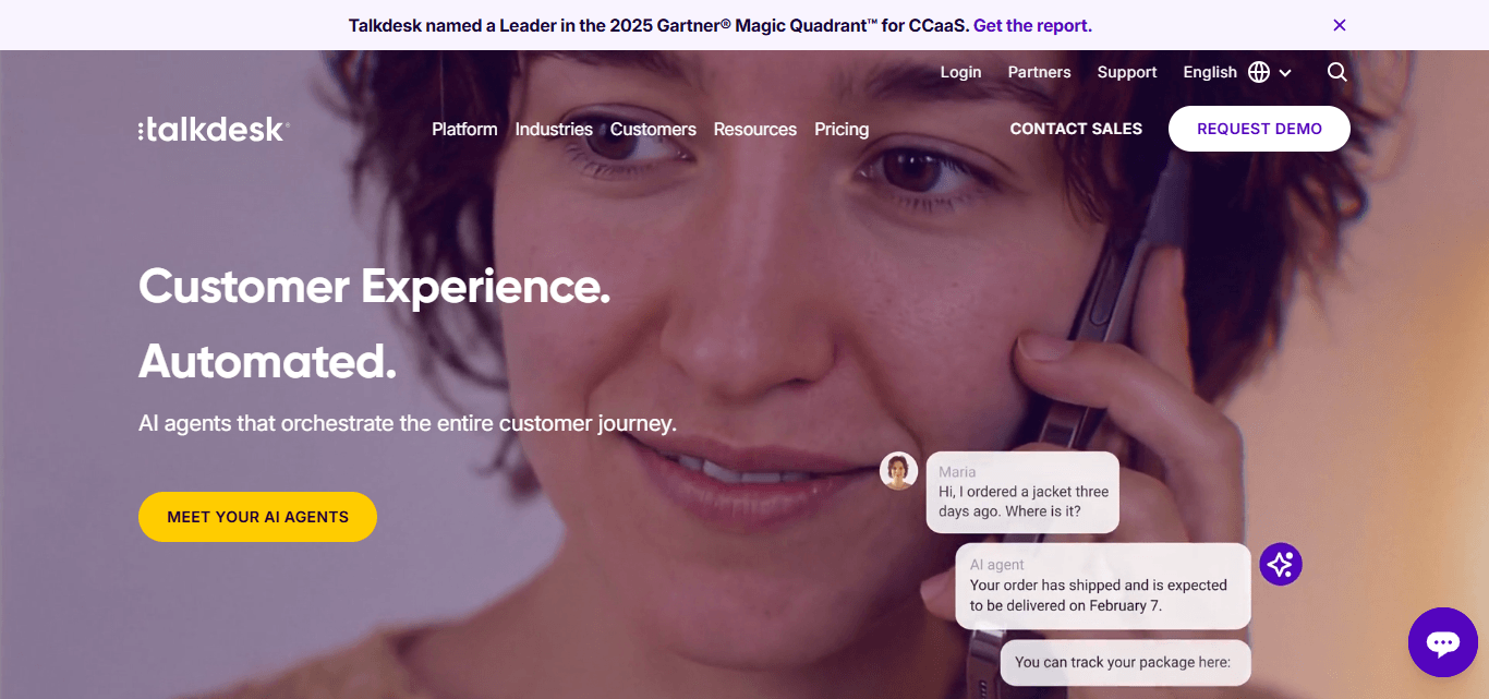 Talkdesk’s homepage.