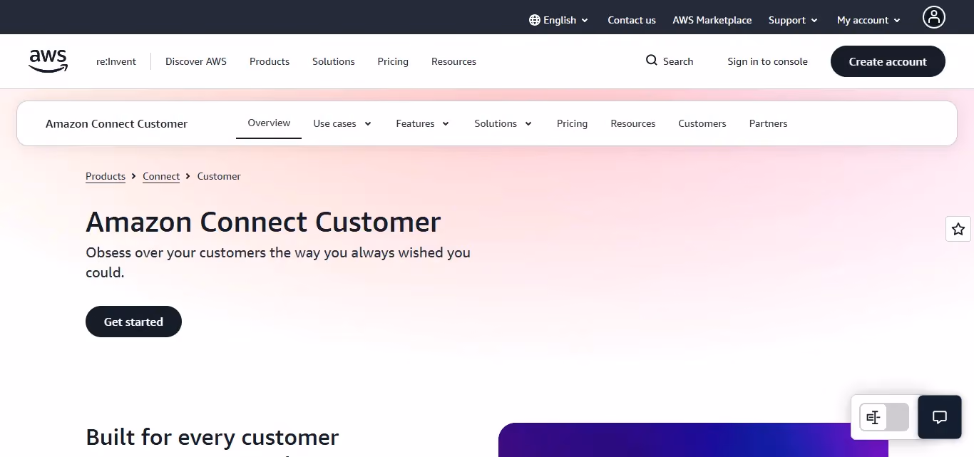 Amazon Connect Customer’s homepage.