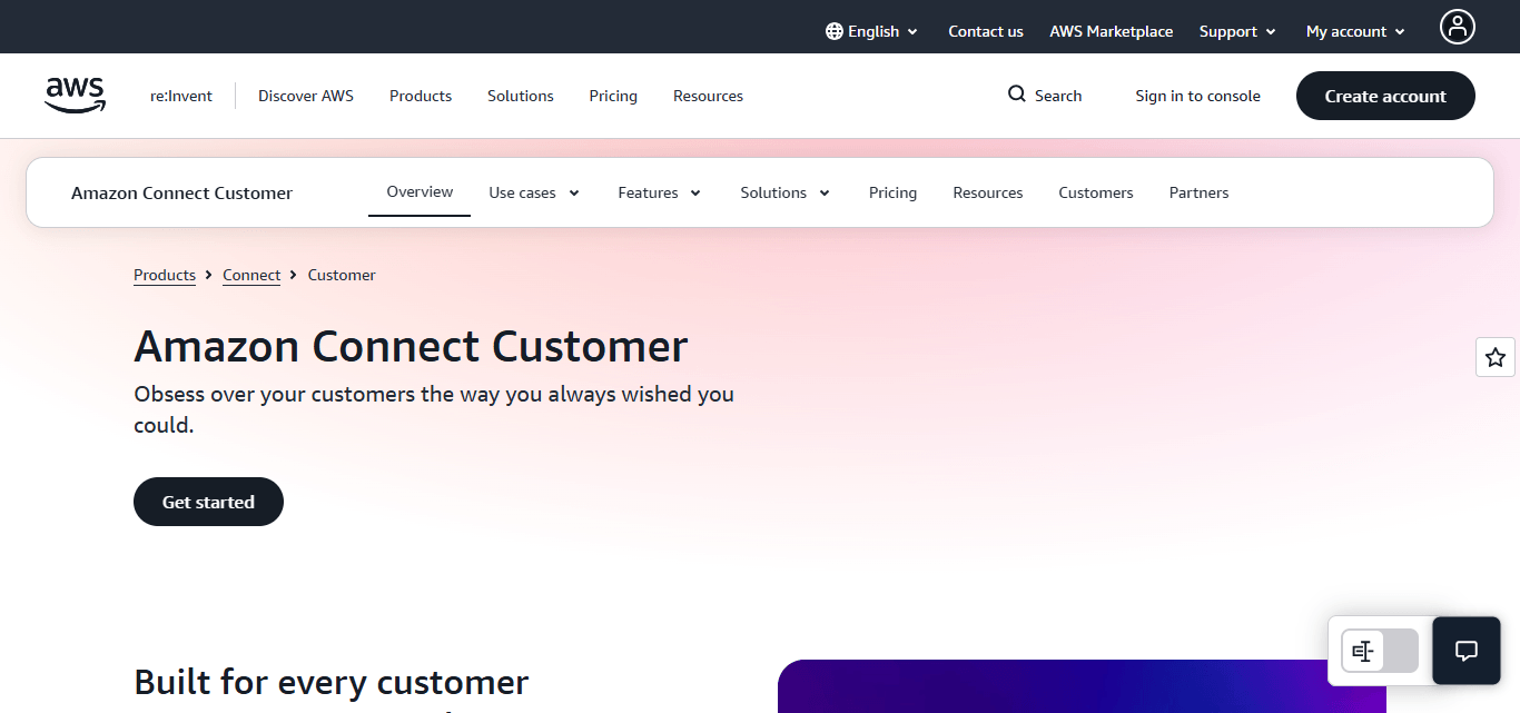 Amazon Connect Customer’s homepage.