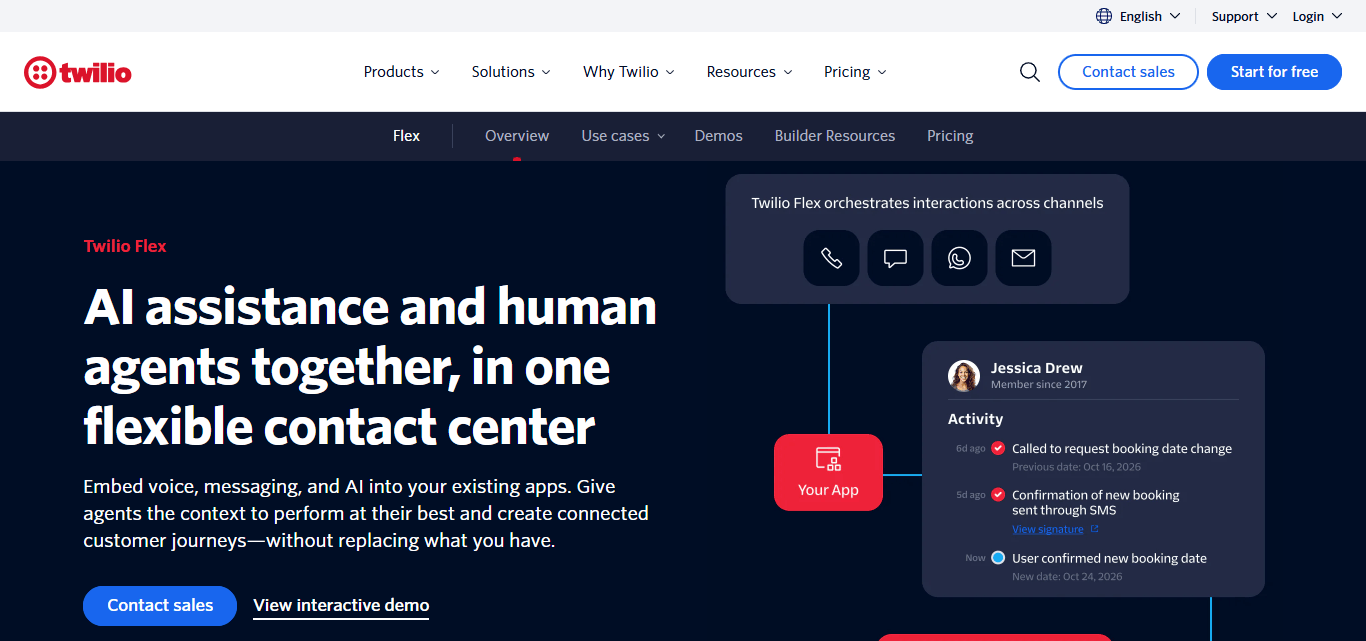 Twilio Flex’s homepage.