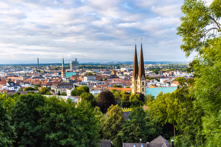 Blick auf die Skyline von Bielefeld