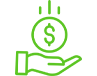 Hand holding a dollar sign, representing financial support or investment