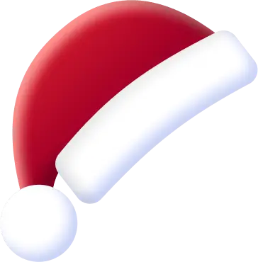 Red Christmas Santa hat with white trim, perfect for holiday celebrations.
