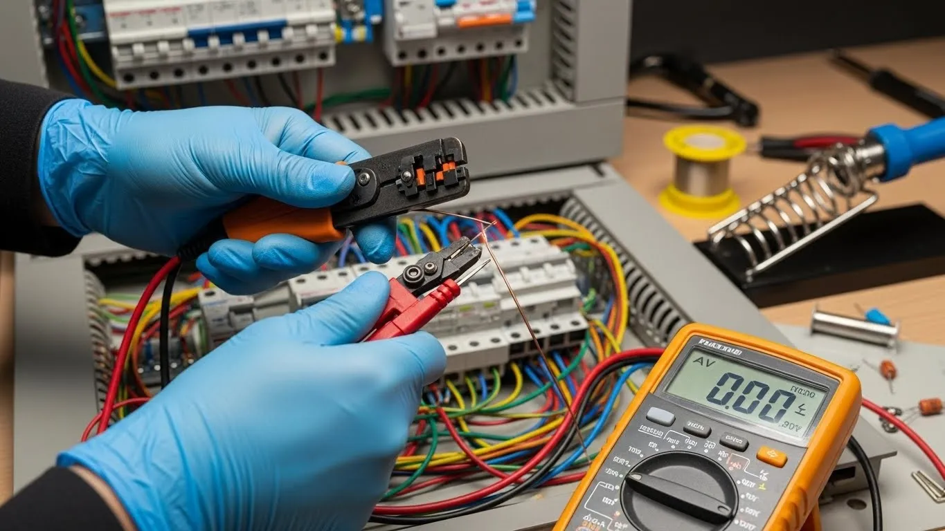 Specialist using tools on electrical system