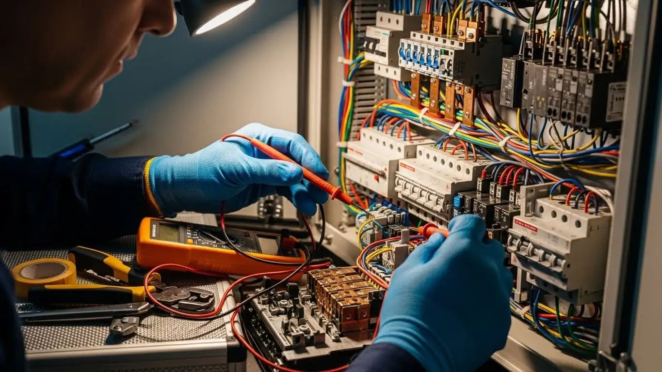 Electrician causing arc fault while working.