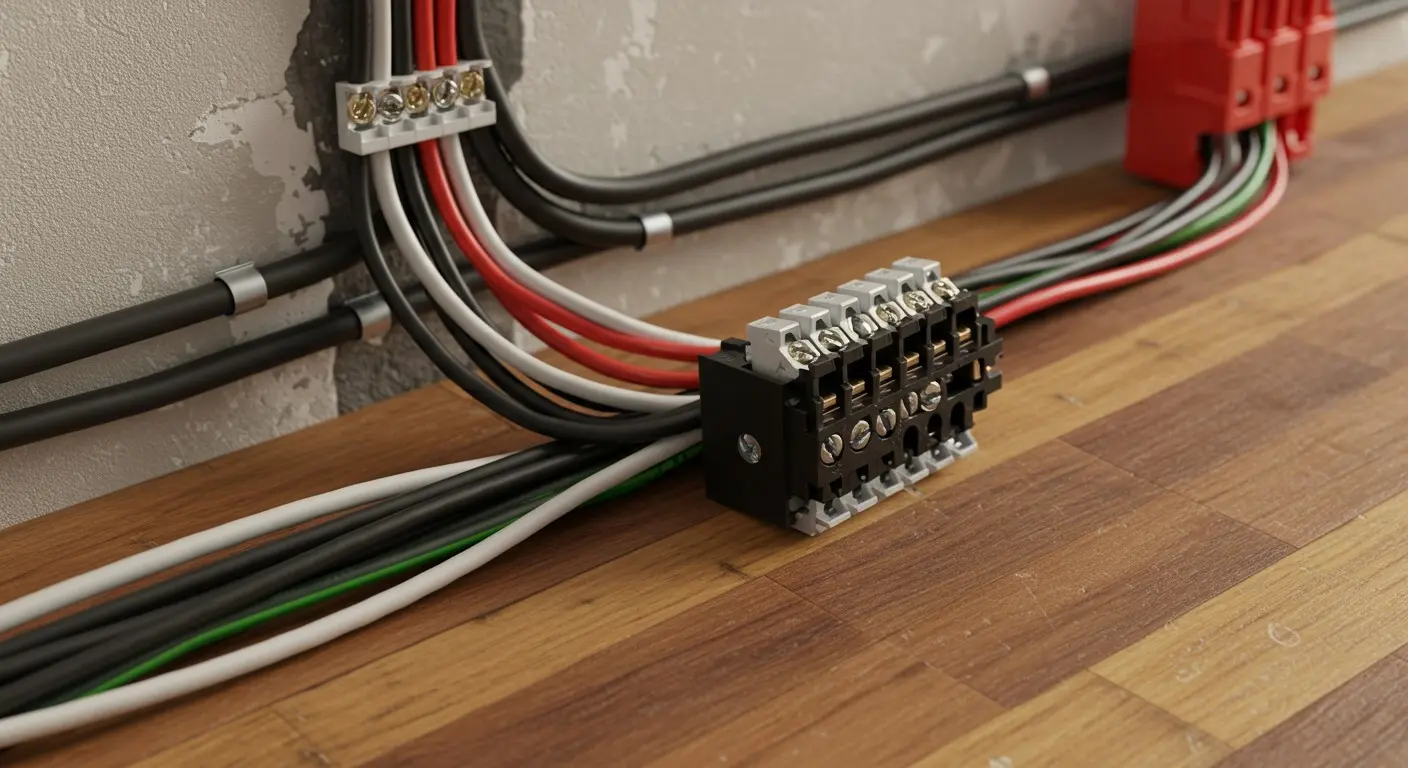 Female electrician repairing an electrical outlet.