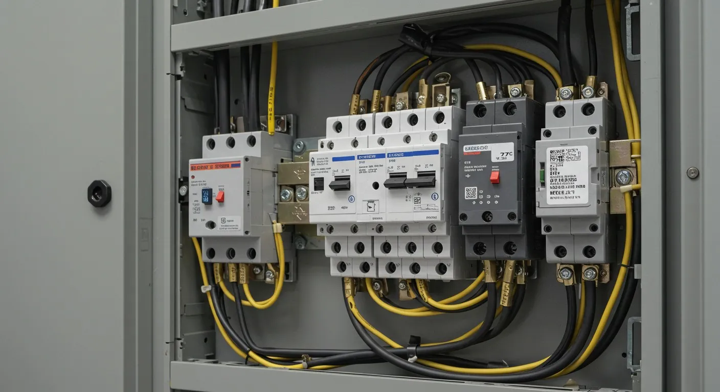 Electrician using a screwdriver on a panel.