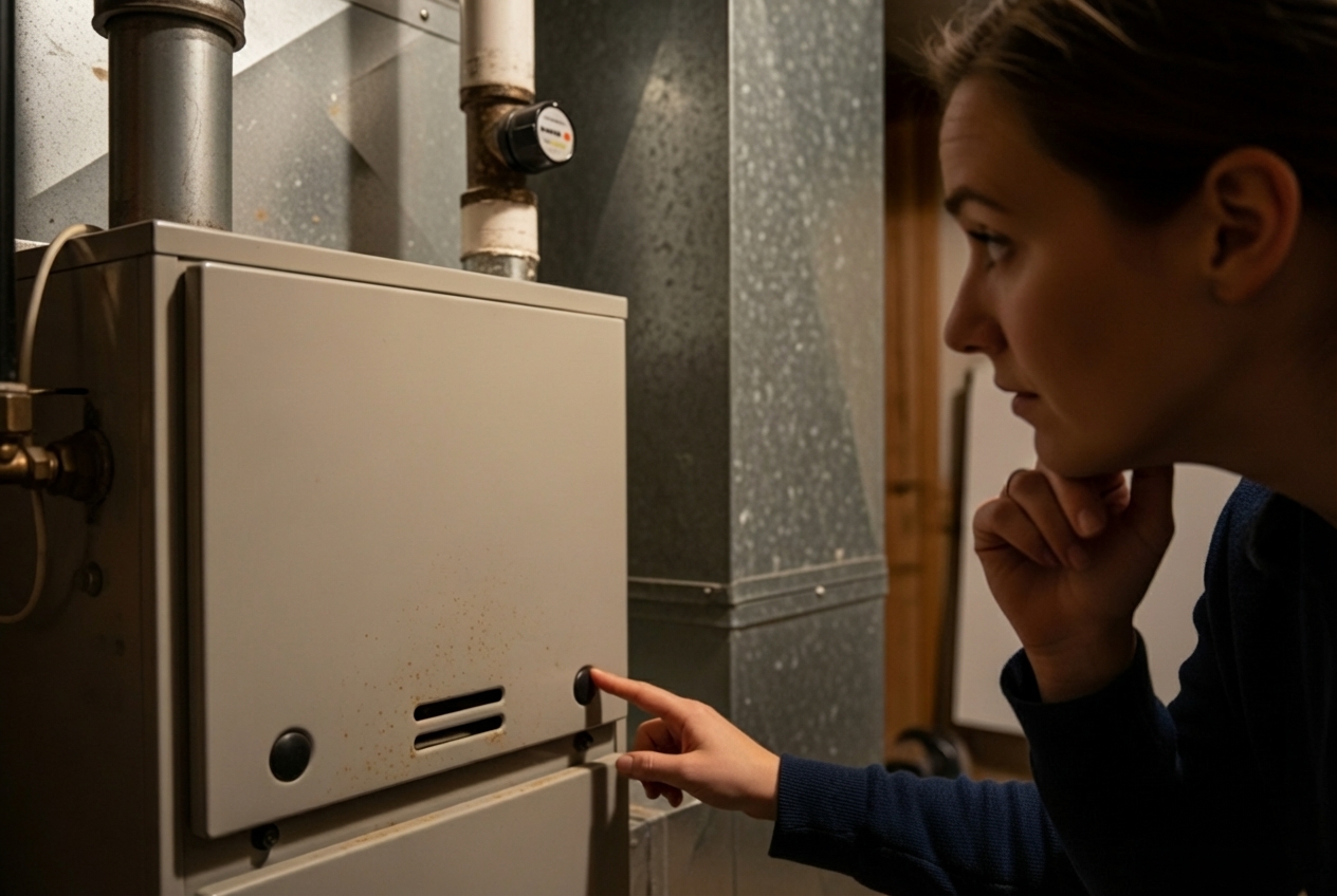 infographic showing five warning signs of furnace failure: system age over 15 years, frequent repair calls, rising energy bills without usage increase, uneven room temperatures throughout home, and unusual noises like banging or squealing - heating replacement greeley co