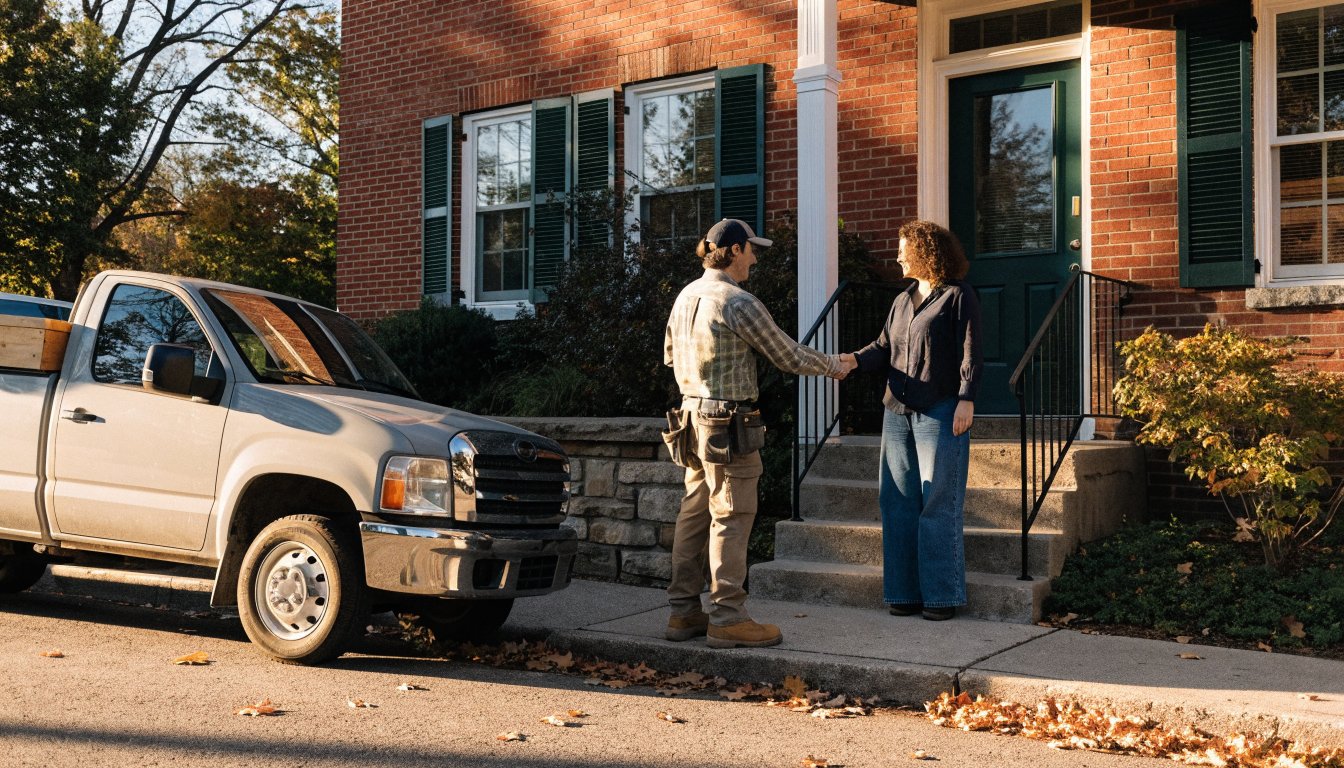 Renovation contractor greeting an Ottawa homeowner at the front door for a first consultation
