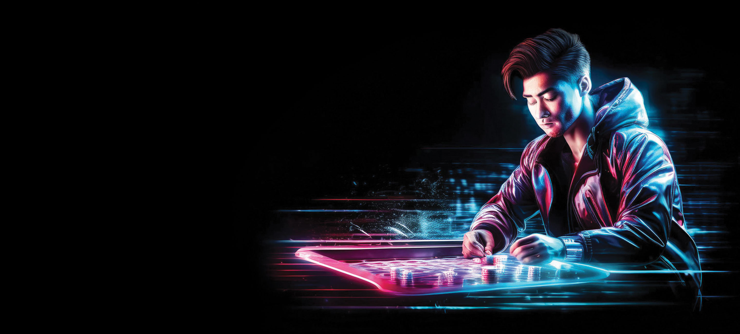 stylized neon image of gamer