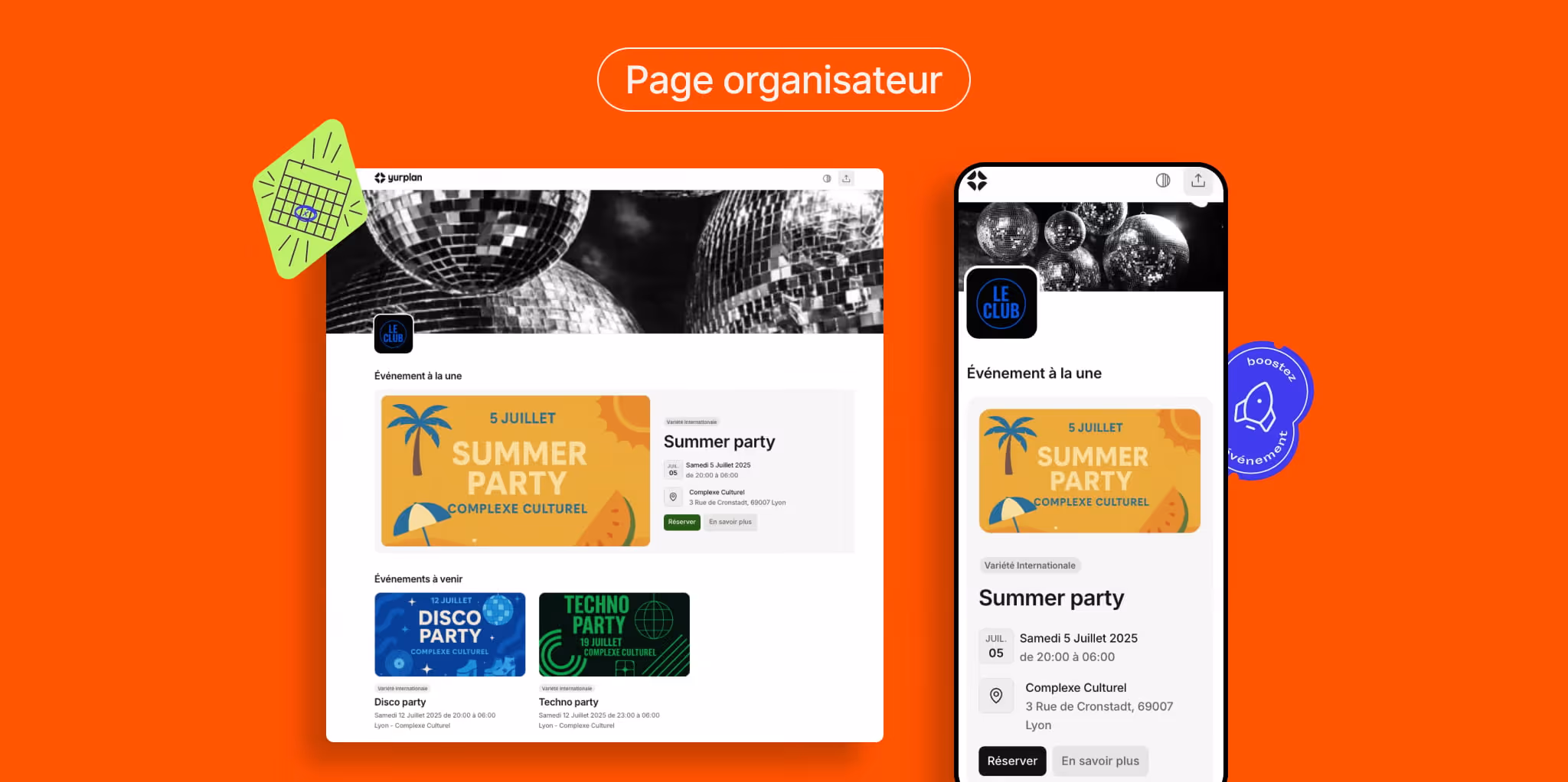 page organisateur