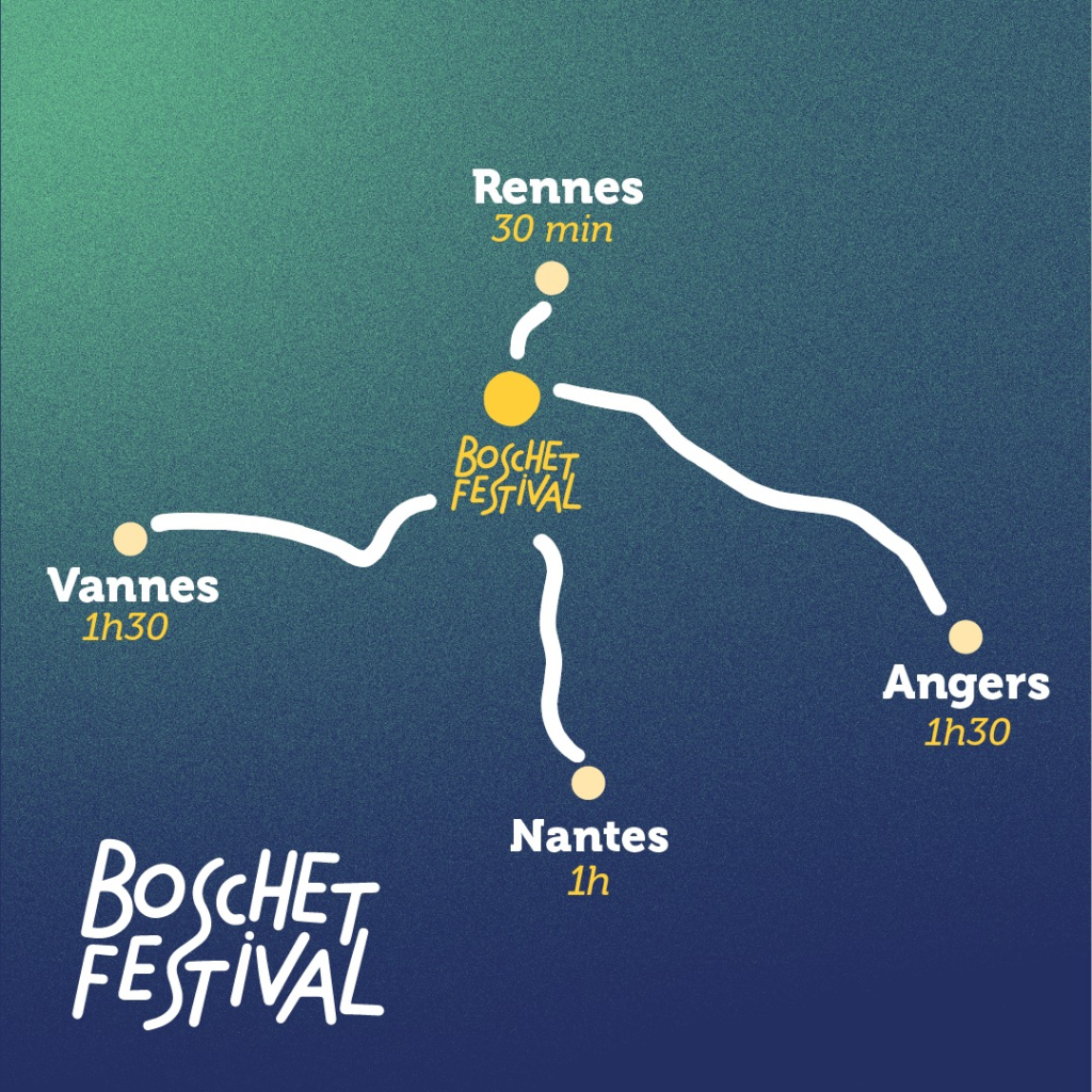 mapping de l'emplacement du festival par rapport aux grandes villes