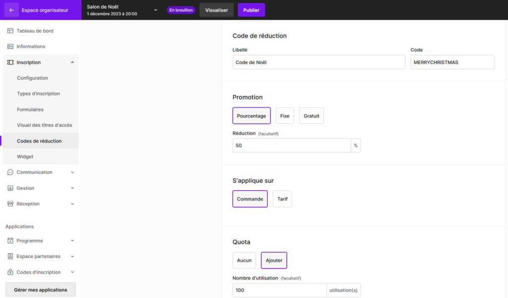 capture d'écran de la plateforme yurplan 