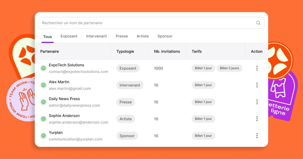 capture d'écran de la plateforme yurplan