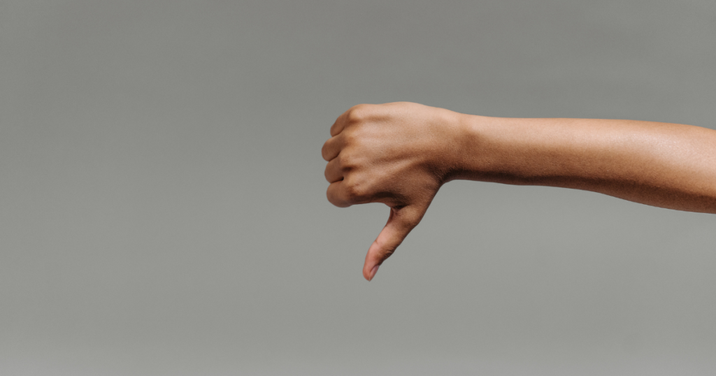 erreurs pouce vers le bas