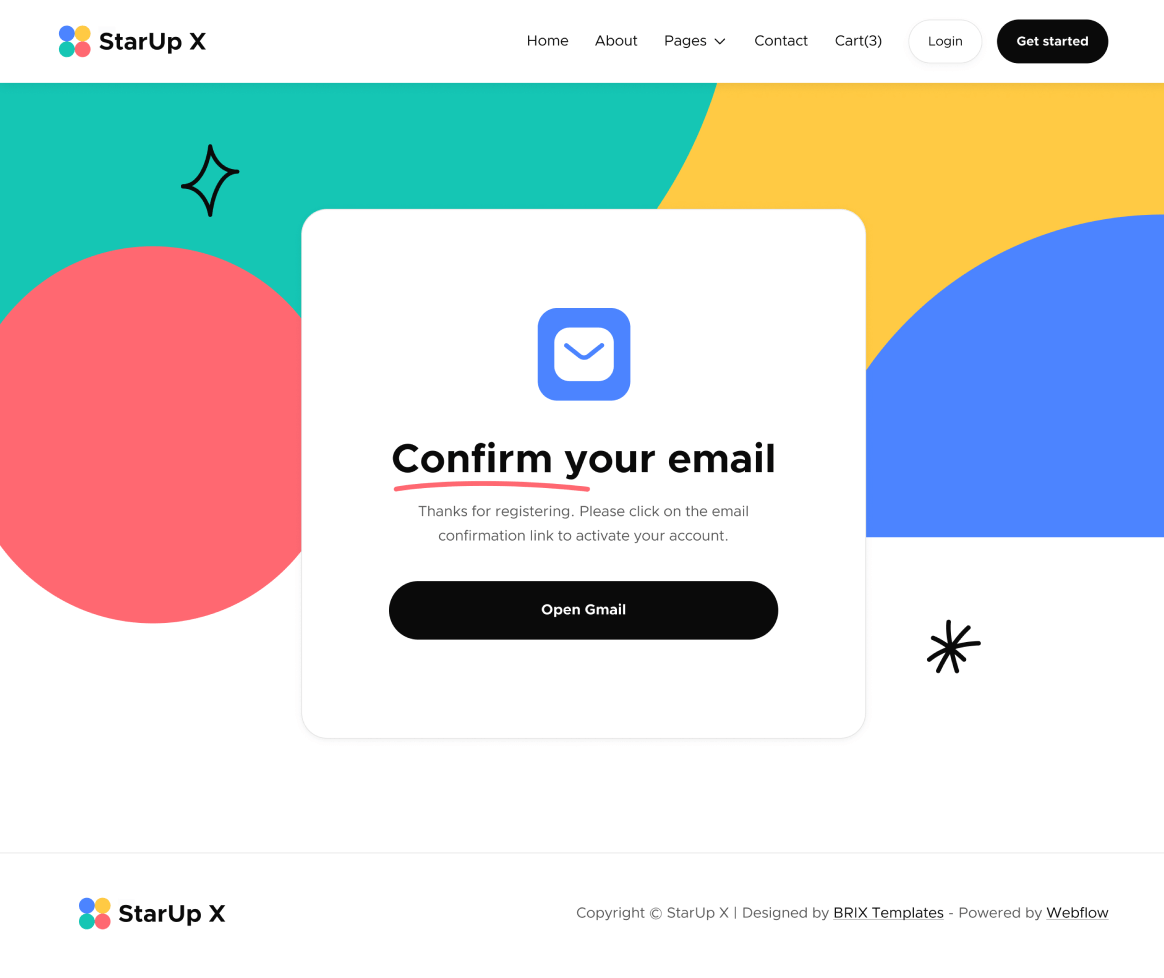Email Confirmation - StarUp X Webflow Template