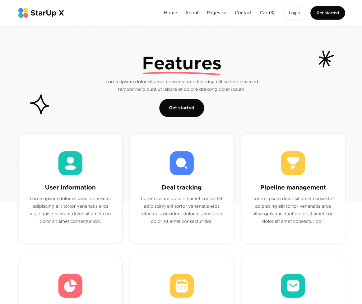 Features - StarUp X Webflow Template