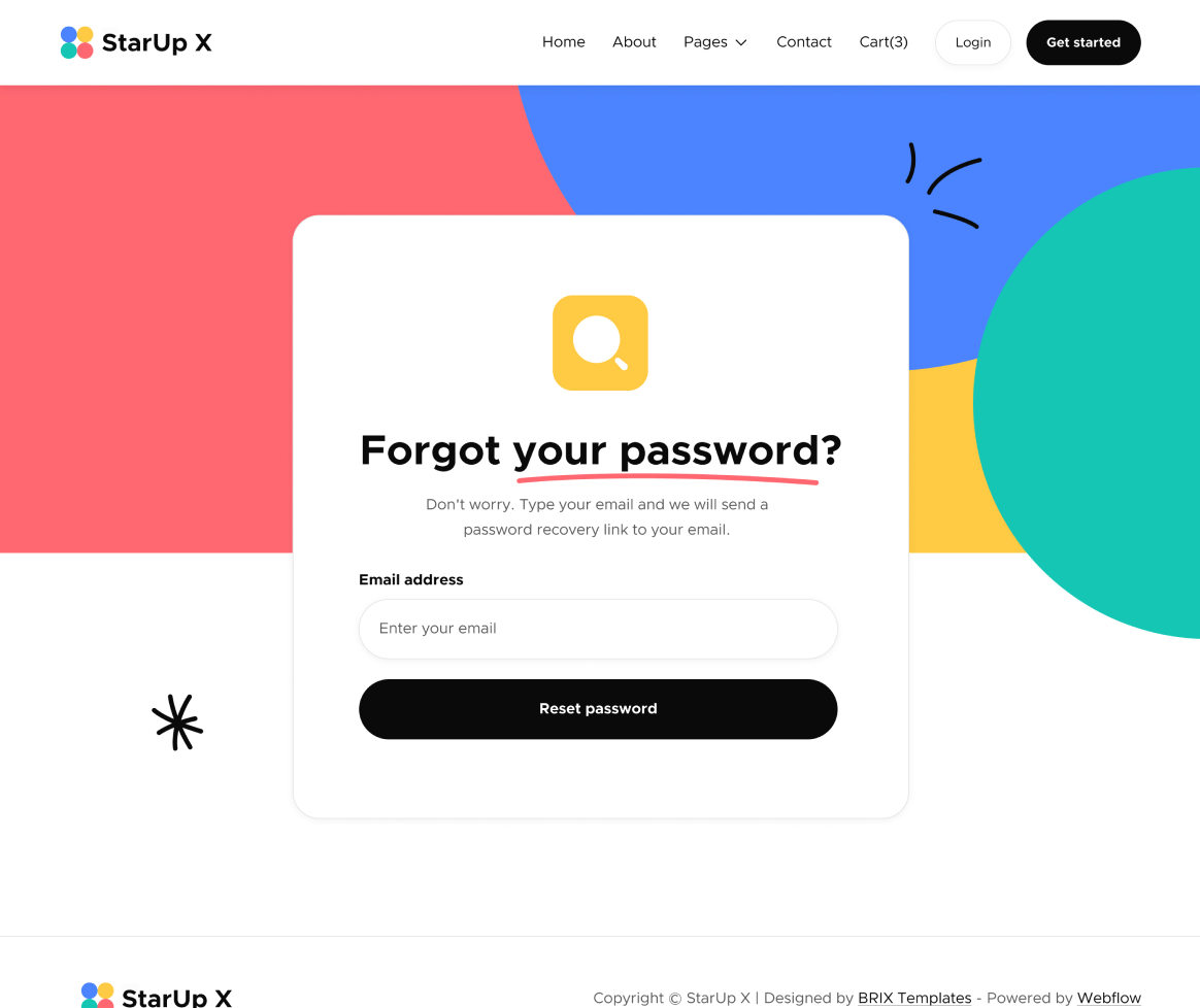 Forgot Password - StarUp X Webflow Template