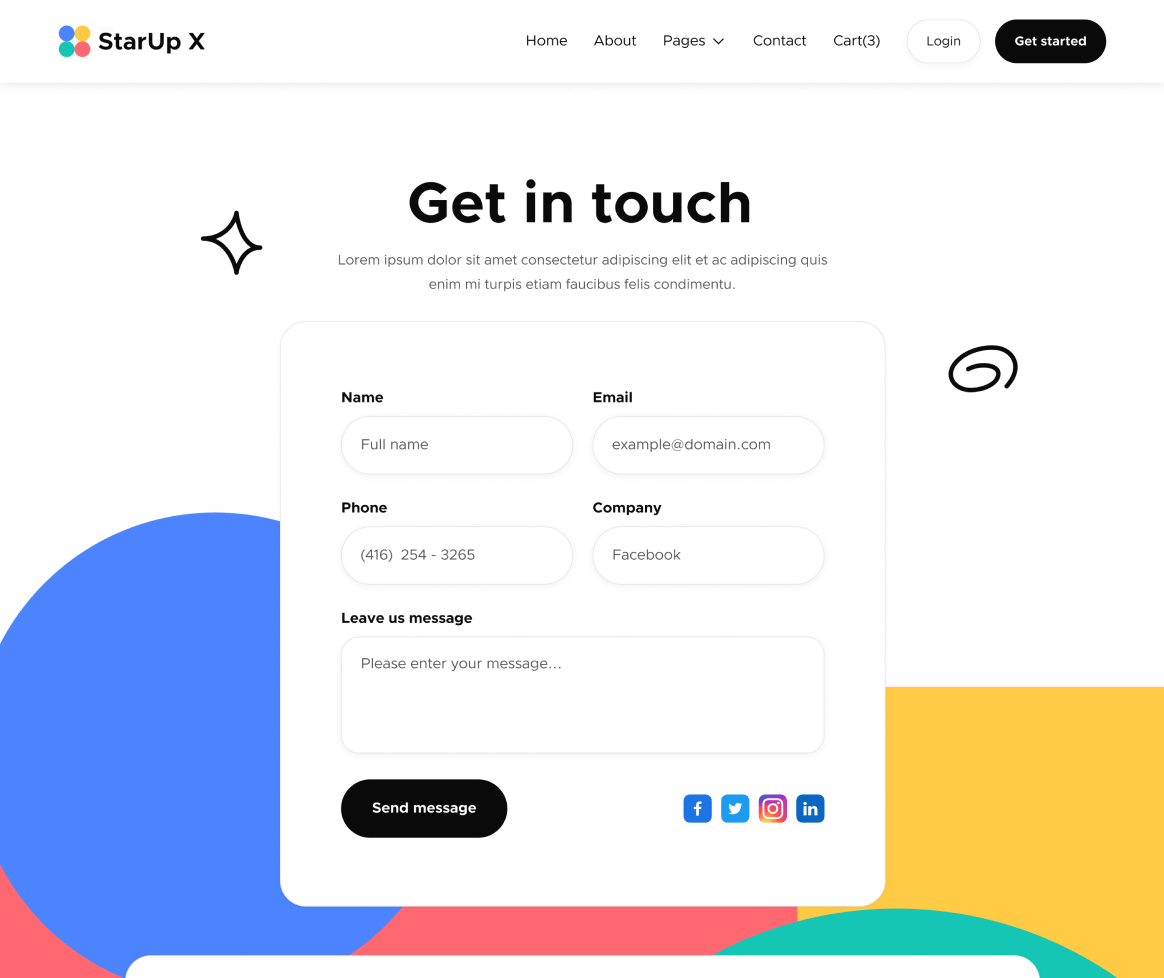 Contact V1 - StarUp X Webflow Template