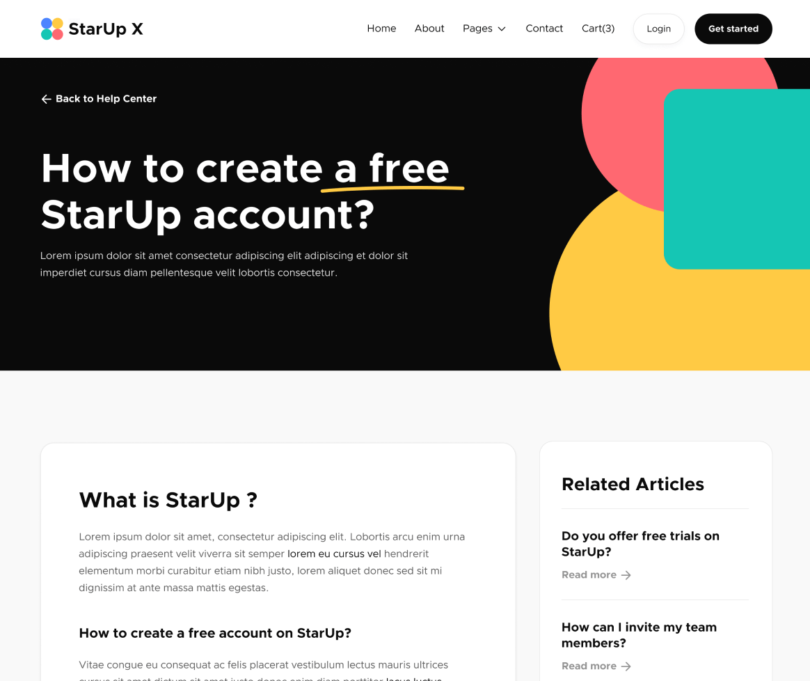 Help Center Single - StarUp X Webflow Template