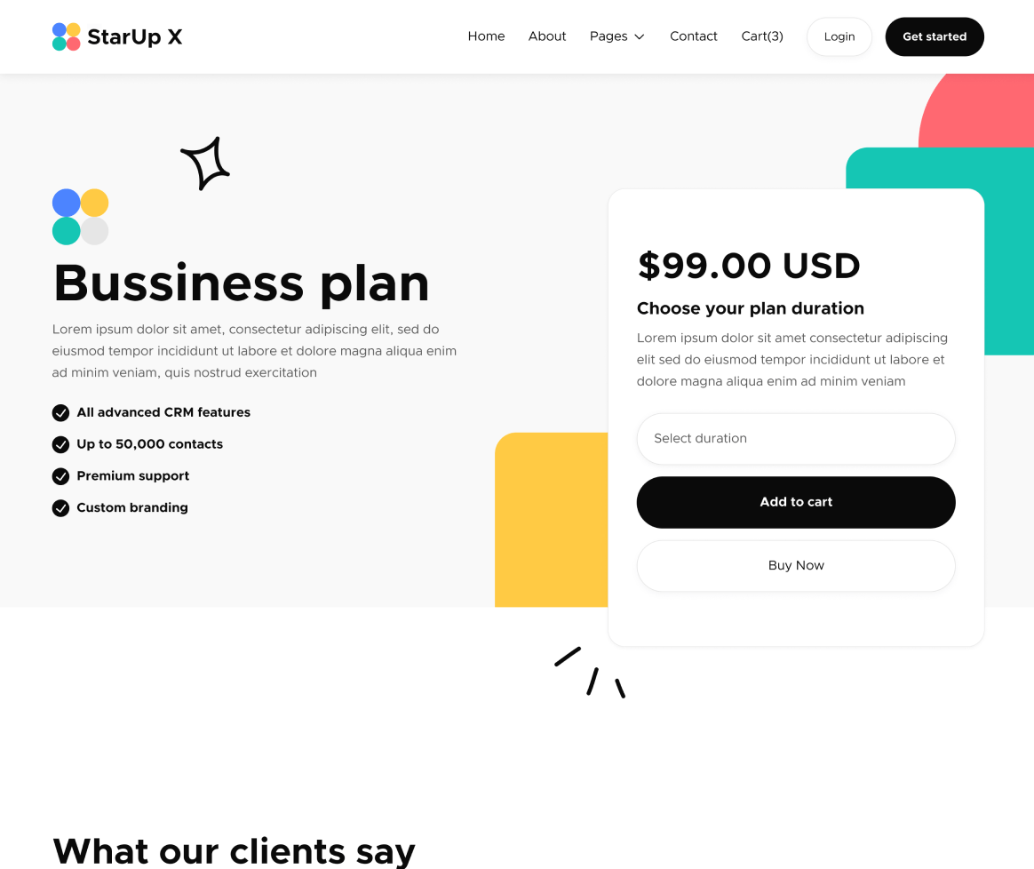 Pricing Single - StarUp X Webflow Template