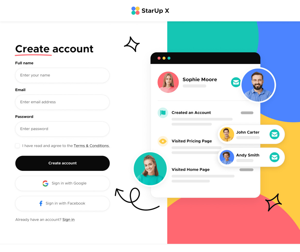 Sign Up - StarUp X Webflow Template