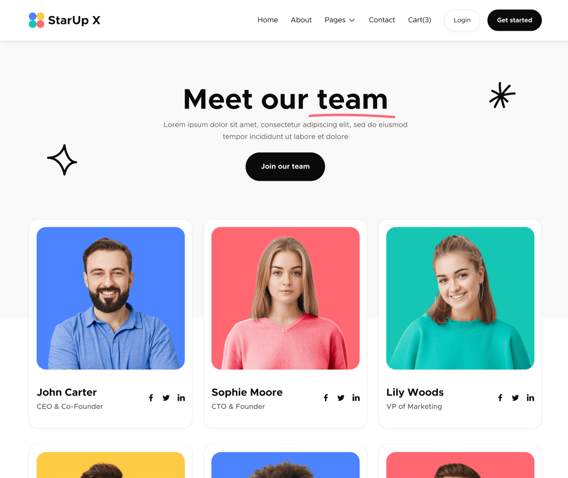 Team - StarUp X Webflow Template