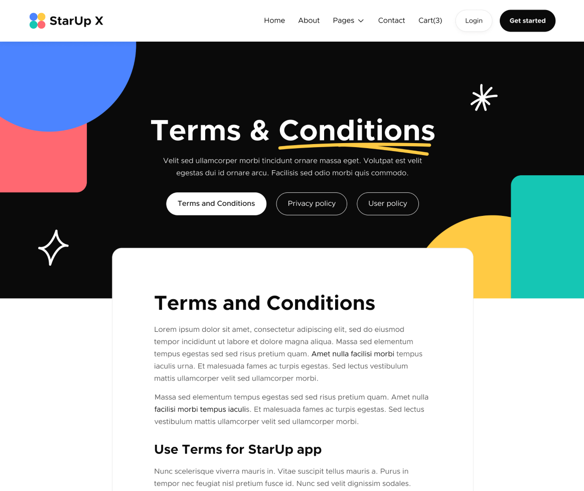 Terms And Conditions - StarUp X Webflow Template