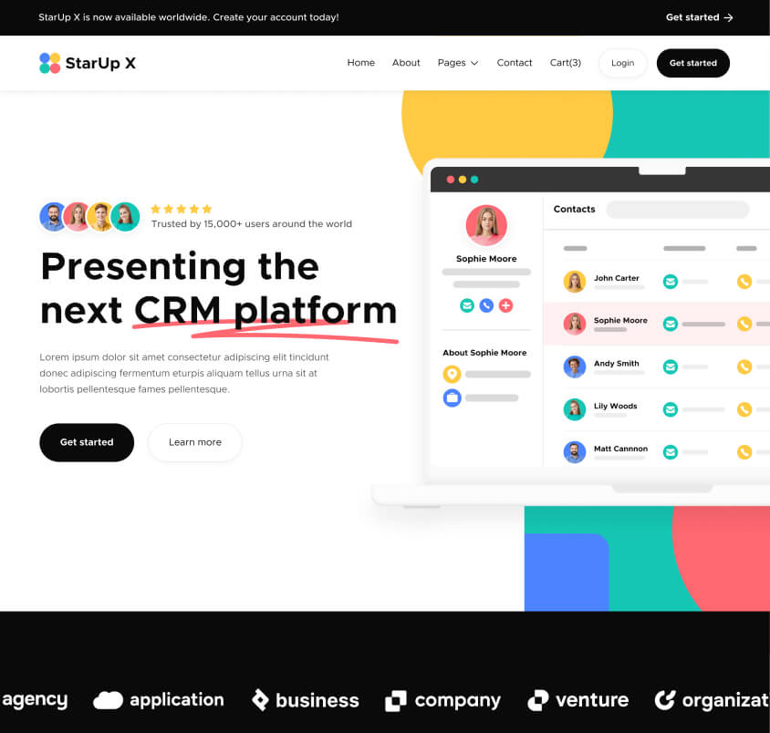 Home V2 Page - StarUp X Webflow Template