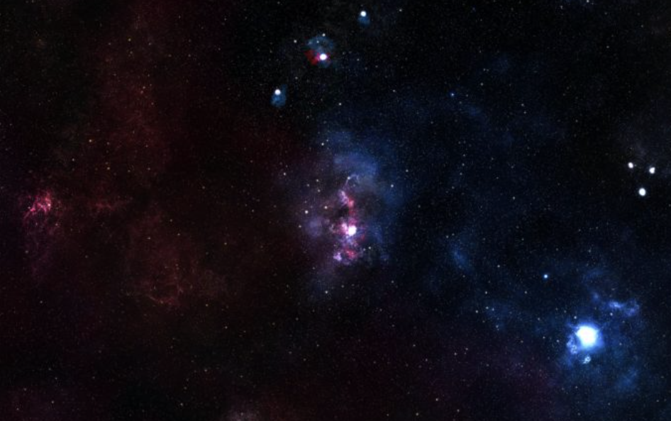 A view of Orion's belt constellation in the night sky.