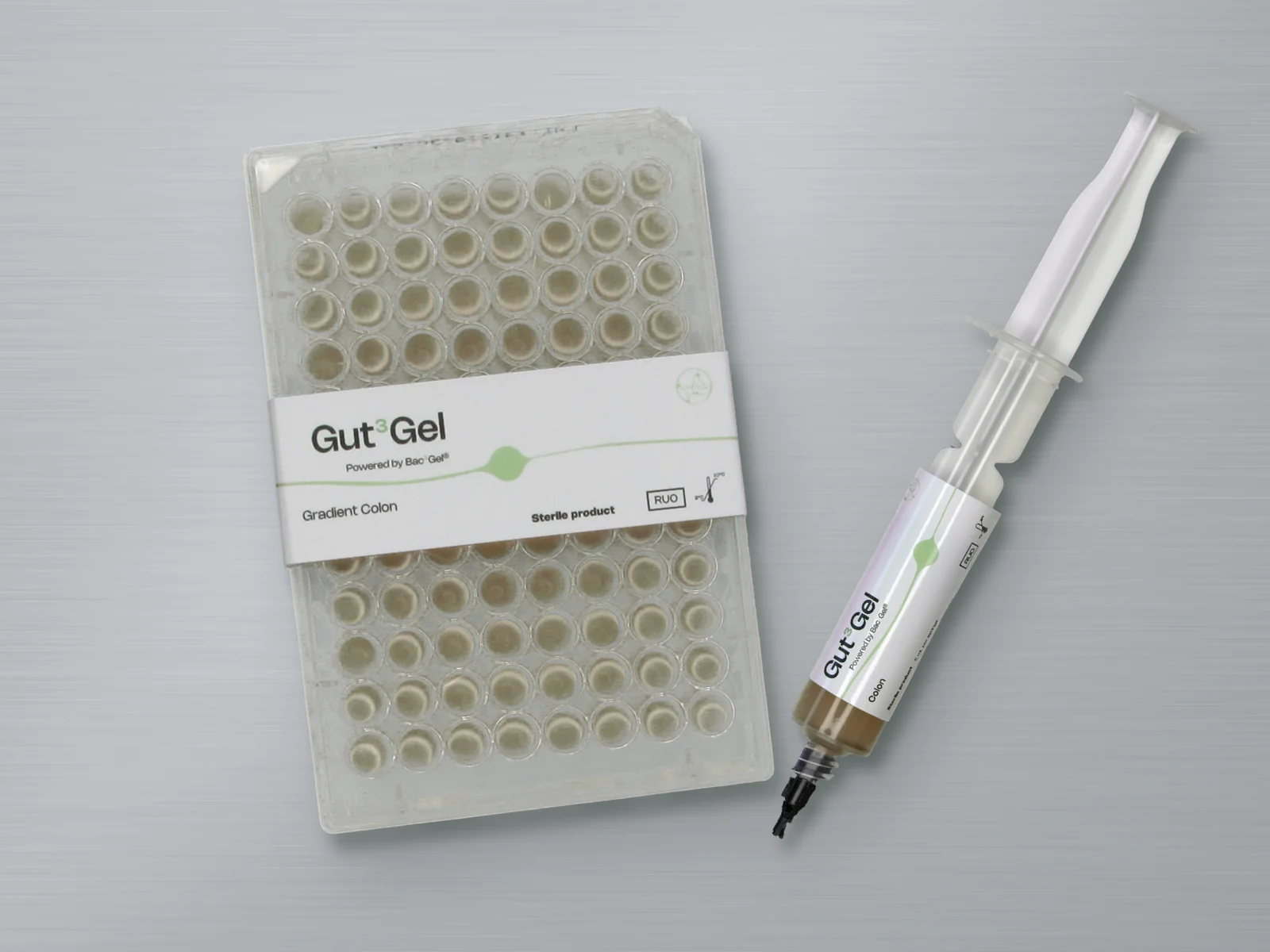 Gut³Gel 96-well plate and Gut³Gel syringe