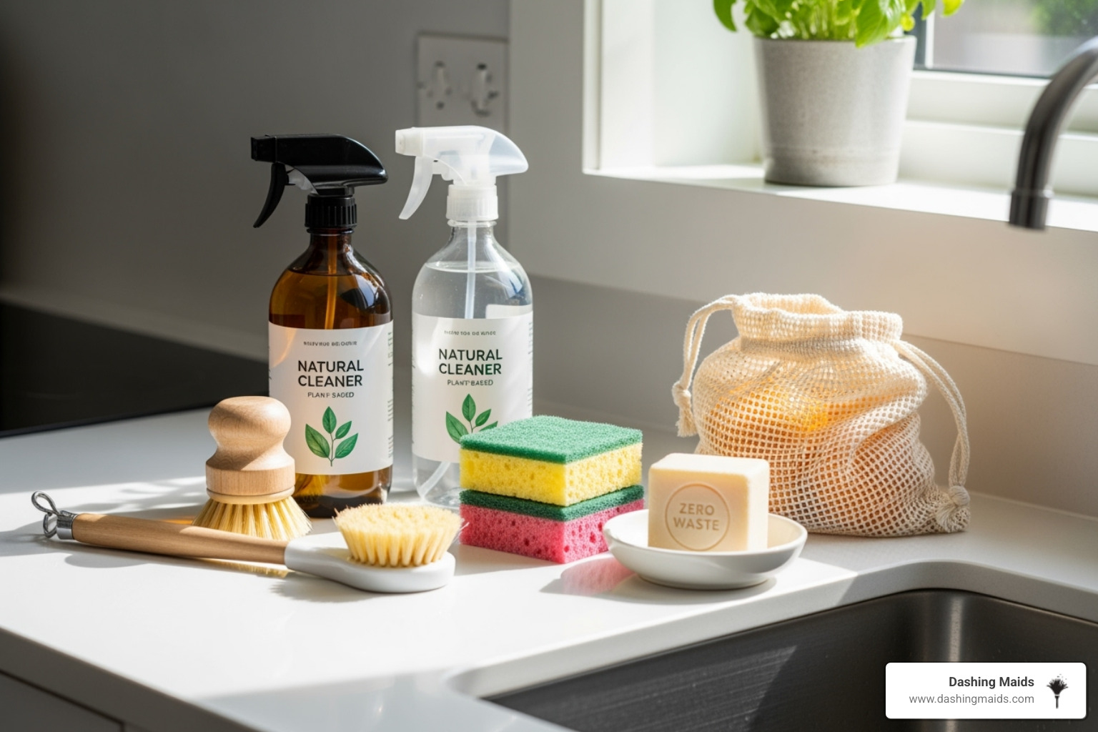 eco-friendly cleaning products on a kitchen counter - maid service golden co eco-friendly cleaning products on a kitchen counter - maid service golden co