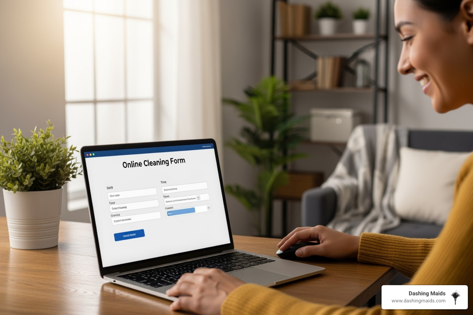 person easily booking a cleaning service on their laptop - house cleaning company denver