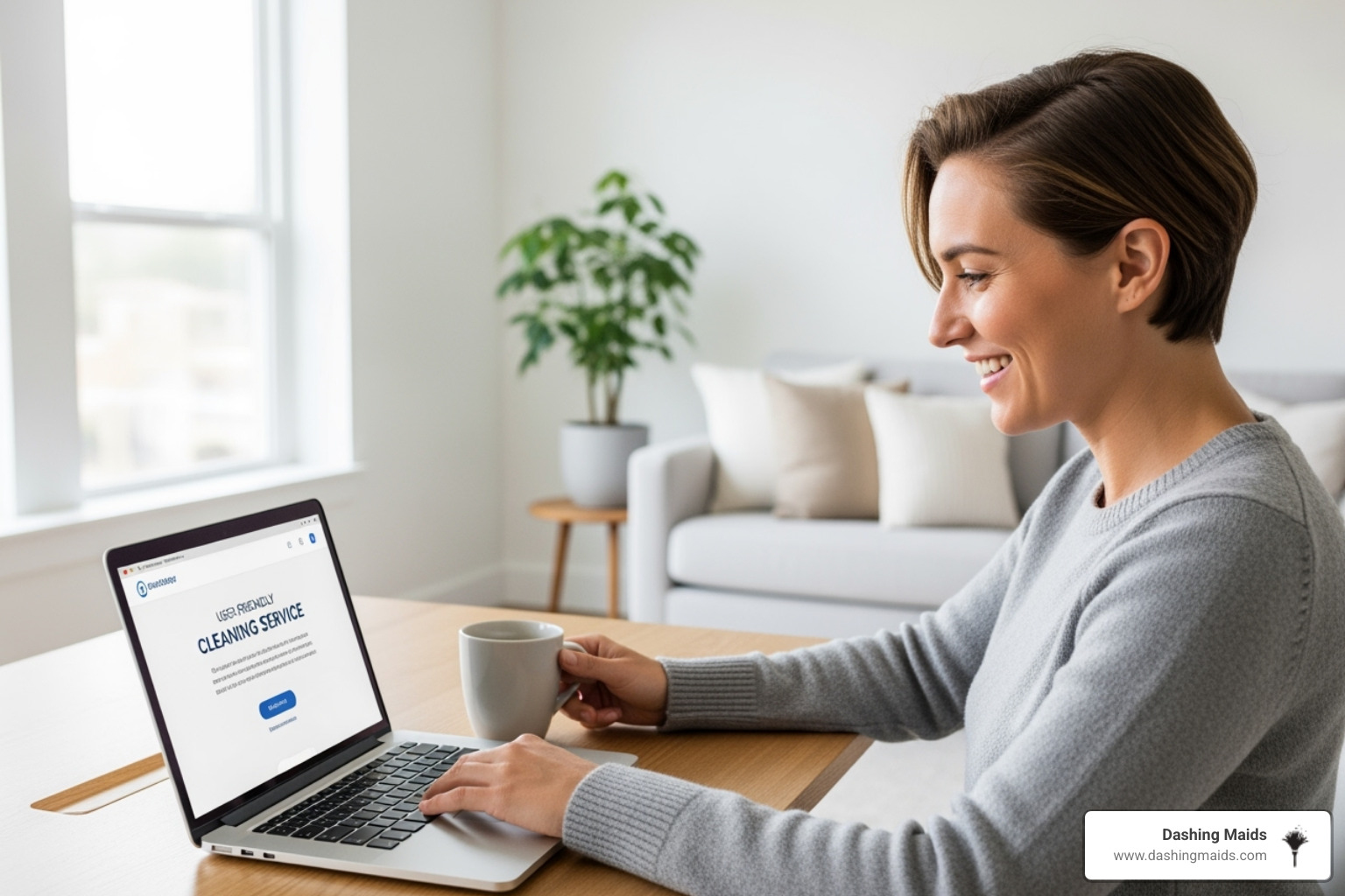 person easily booking a cleaning service on their laptop - recurring cleaning service denver