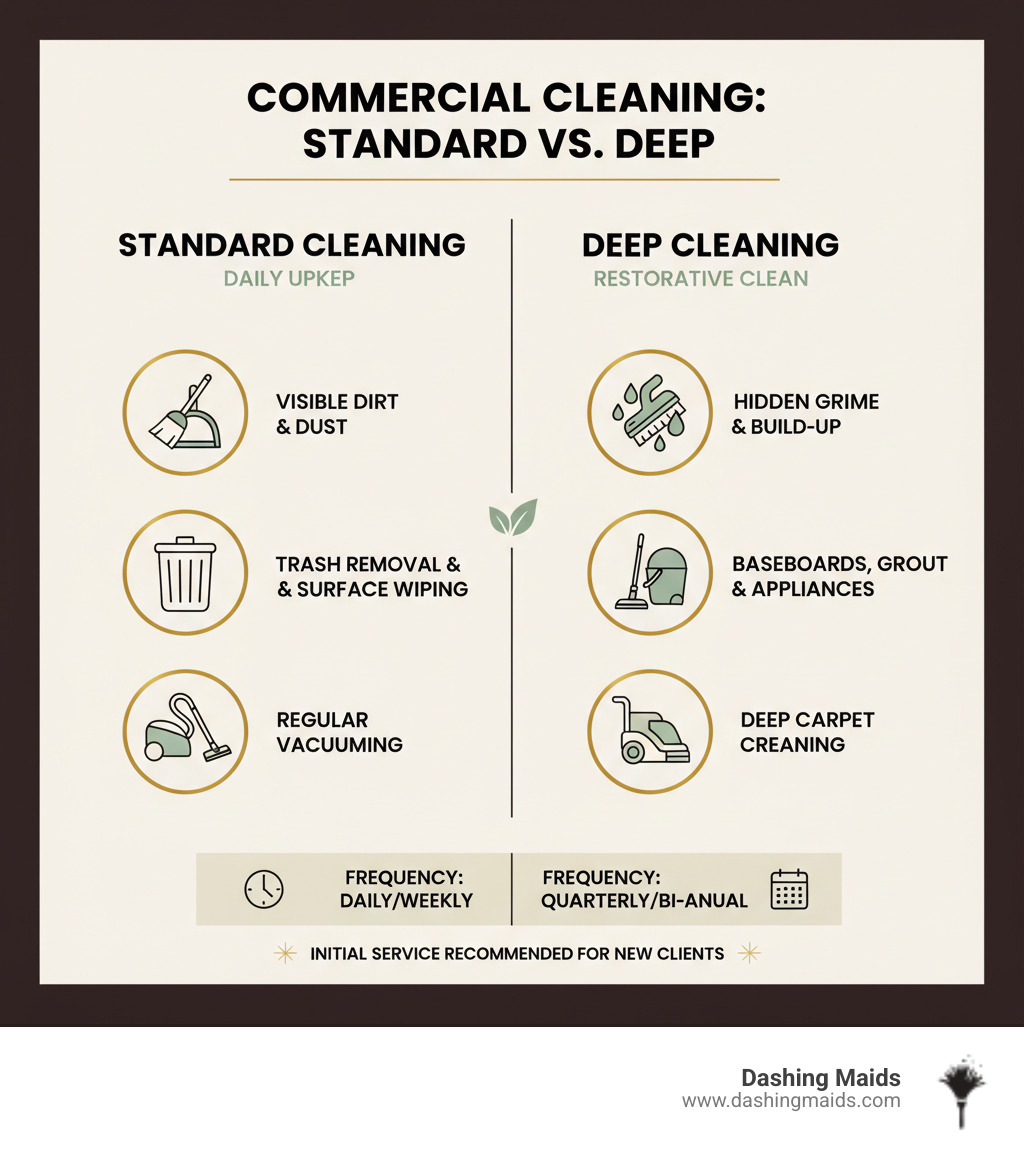 Comparison chart of cleaning service features - commercial/office cleaning company in denver co infographic 