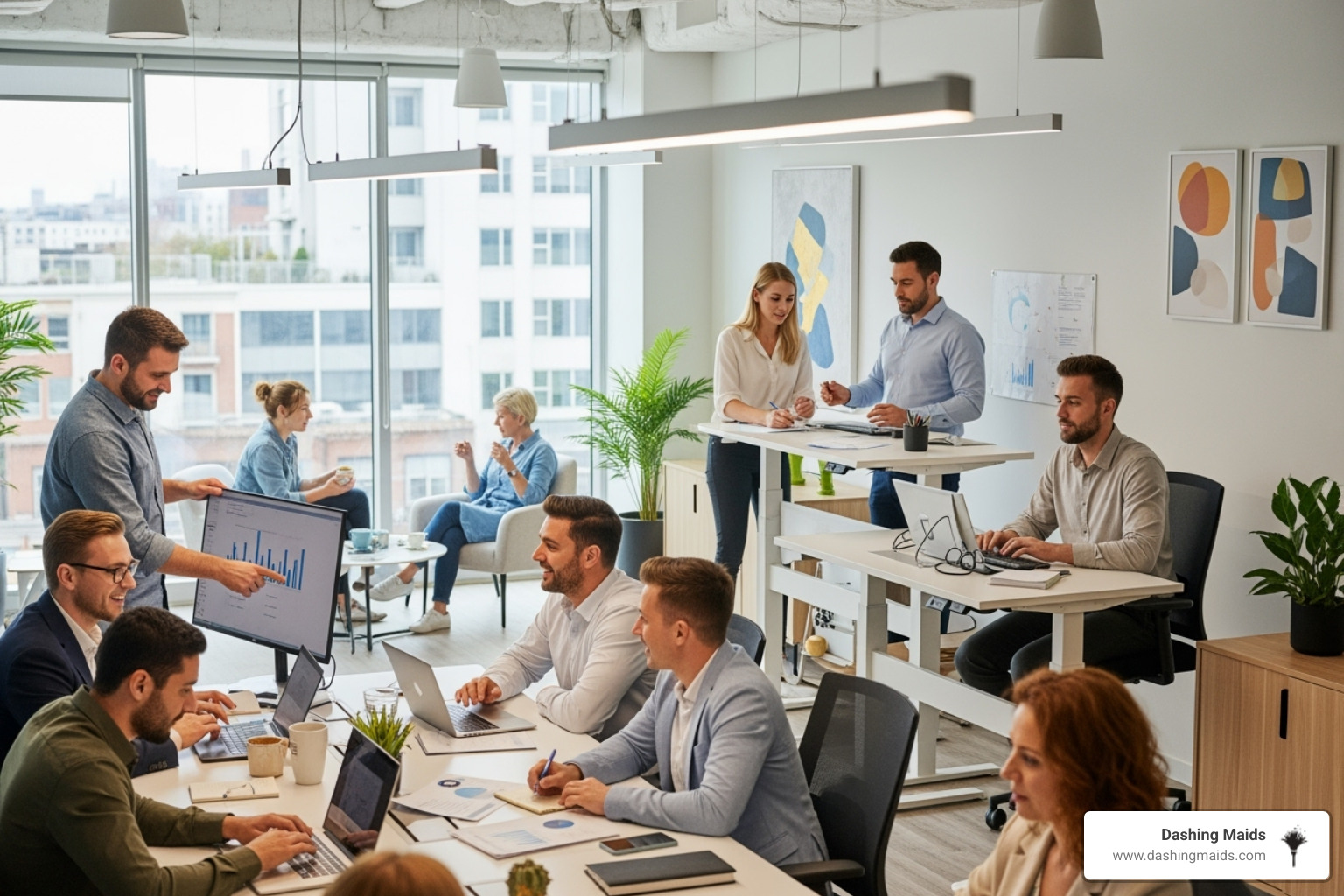 happy and productive employees in a pristine office environment - best commercial/office cleaning in golden co