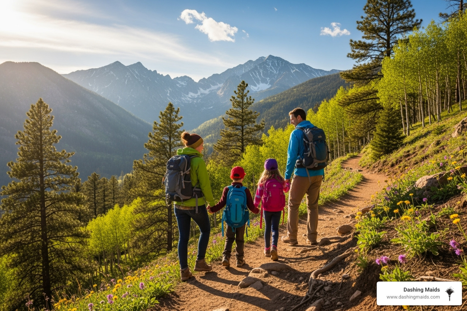 a family hiking on a trail near Arvada, CO - best deluxe deep cleaning in arvada co a family hiking on a trail near Arvada, CO - best deluxe deep cleaning in arvada co
