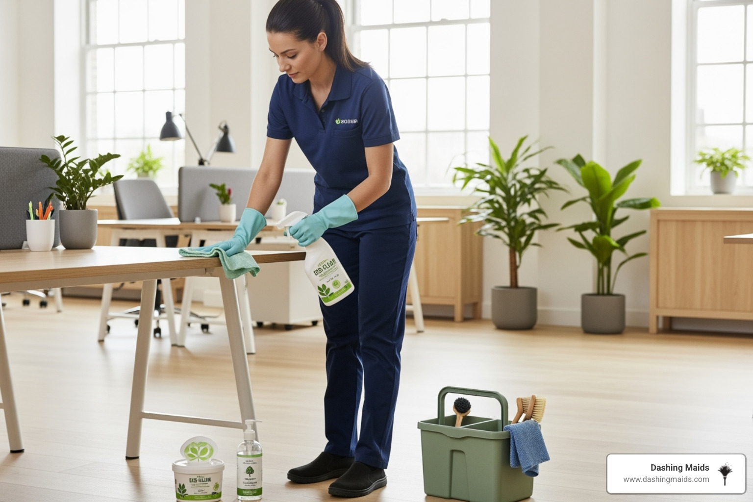 cleaning professional using green, non-toxic cleaning products - best commercial/office cleaning in wheat ridge co