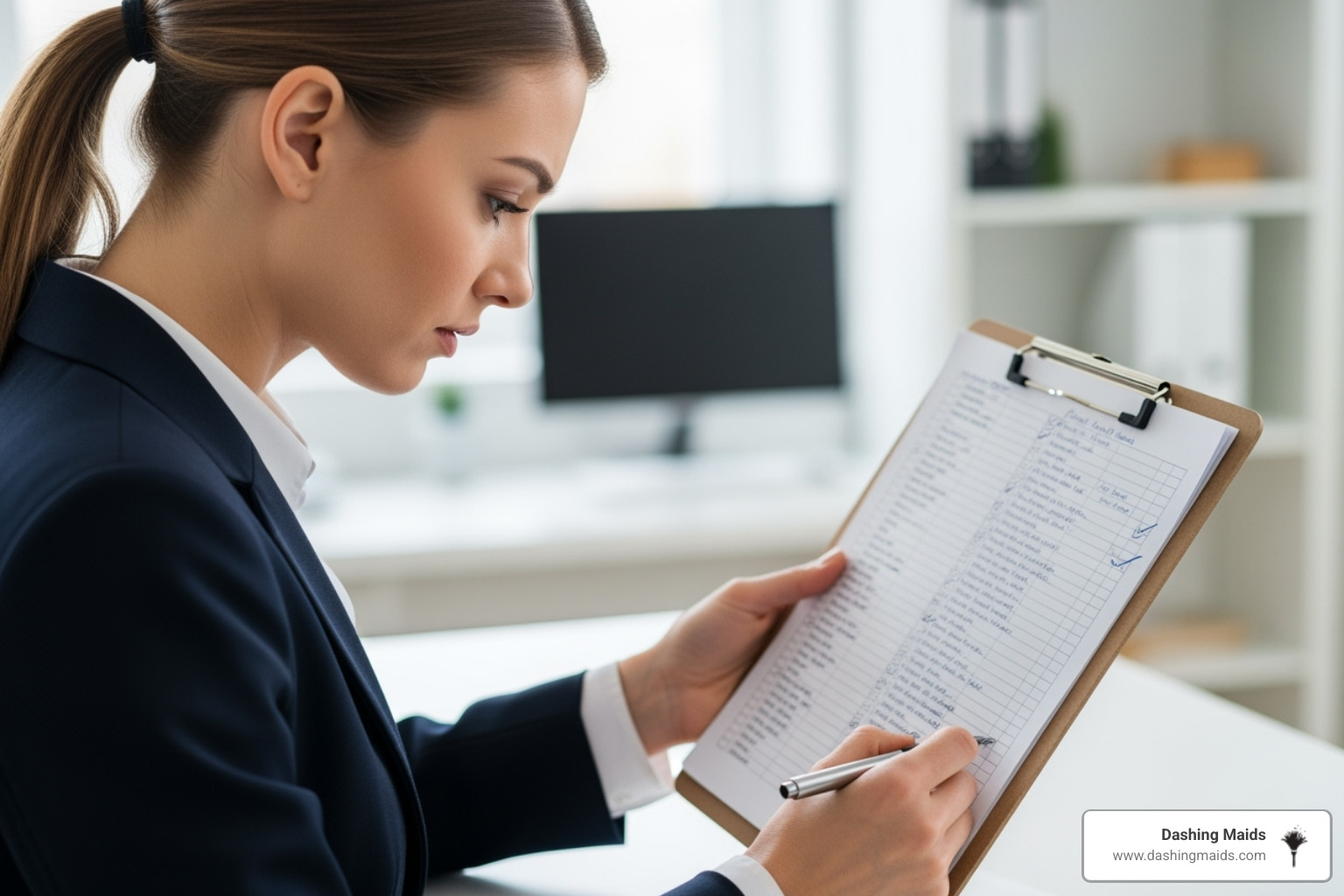 person looking at a checklist - best eco friendly cleaning in broomfield co