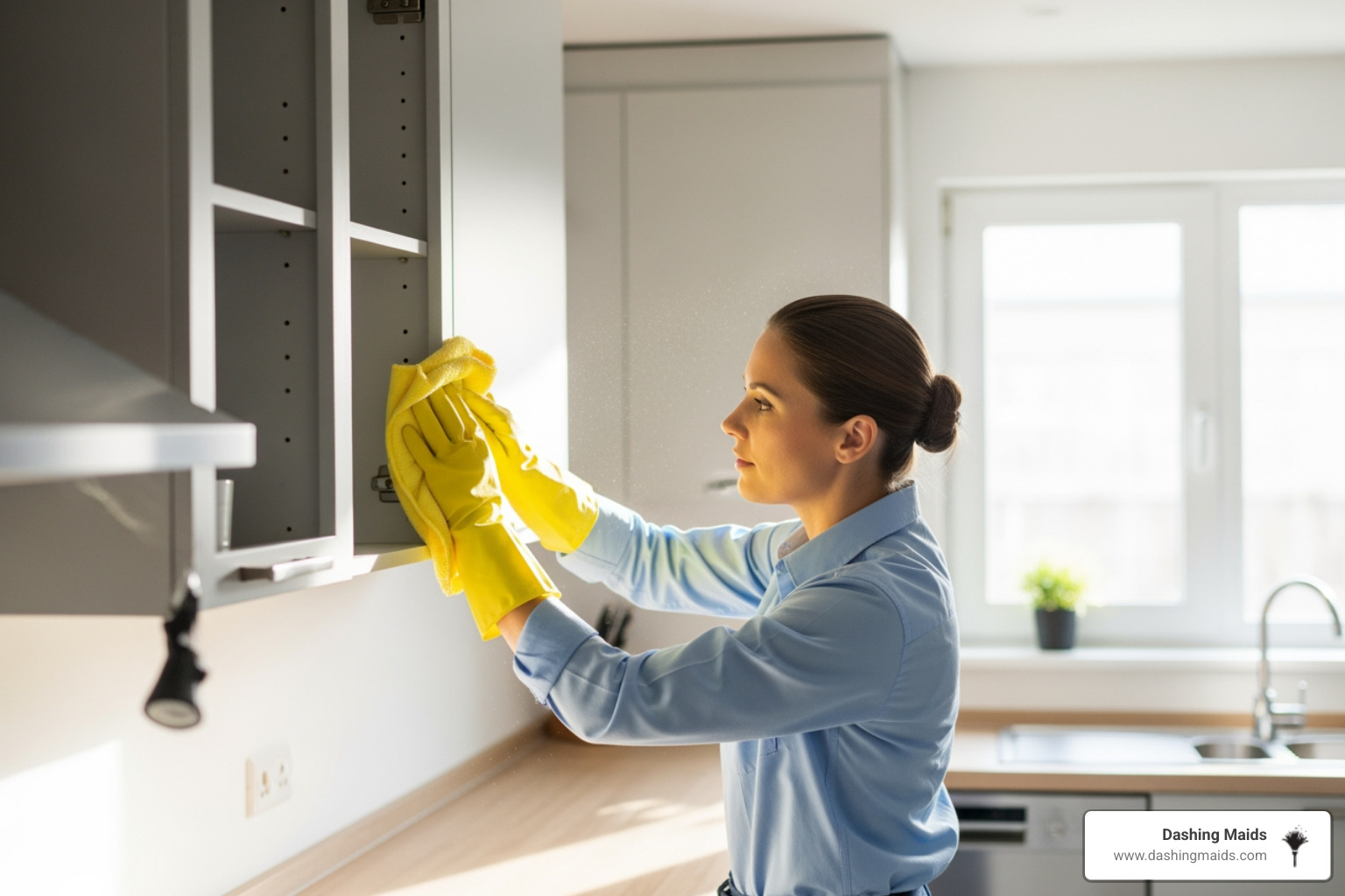 cleaner carefully wiping down the inside of a kitchen cabinet - best move-out cleaning in golden co cleaner carefully wiping down the inside of a kitchen cabinet - best move-out cleaning in golden co