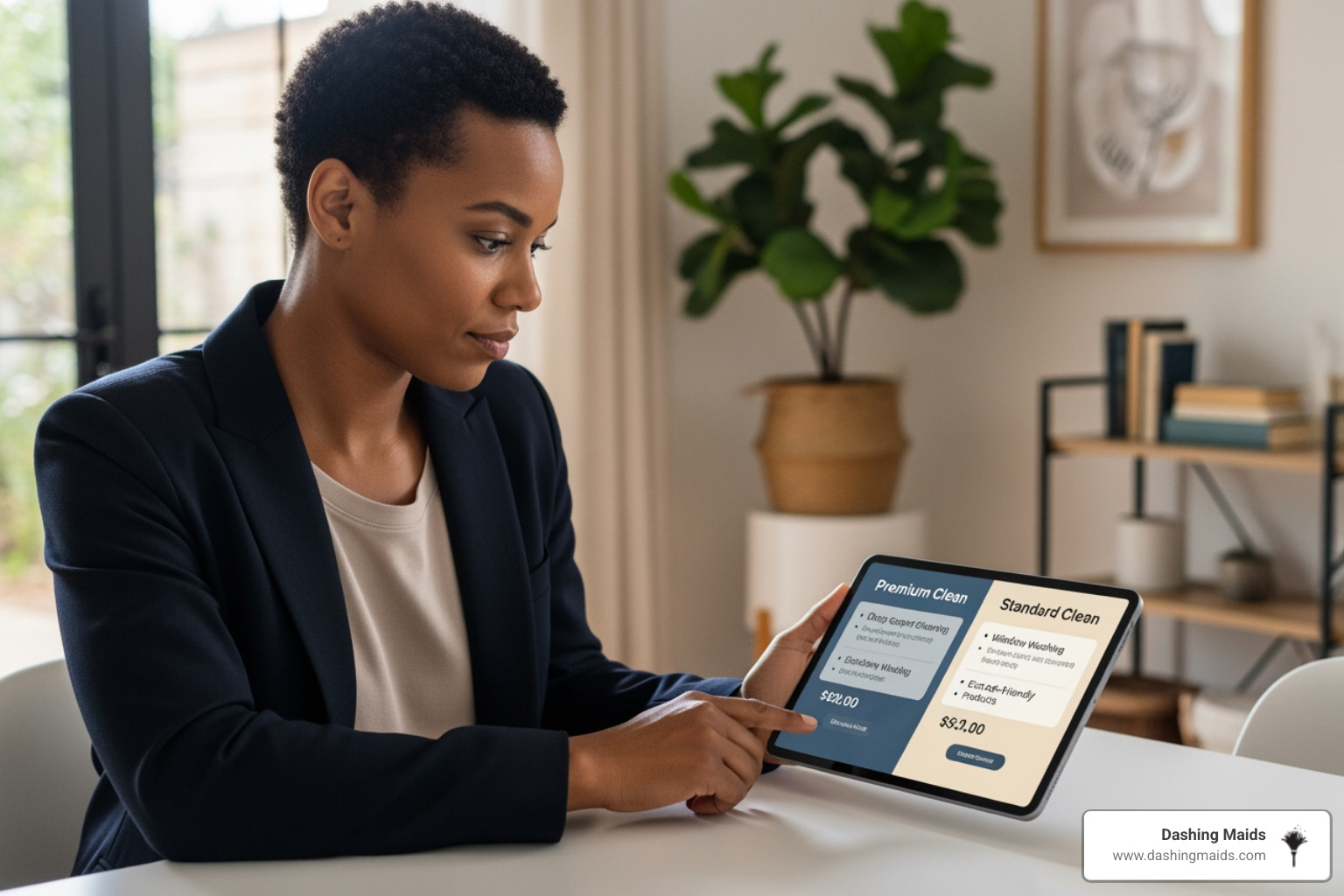 person on a tablet comparing cleaning service features - best move-out cleaning in golden co person on a tablet comparing cleaning service features - best move-out cleaning in golden co