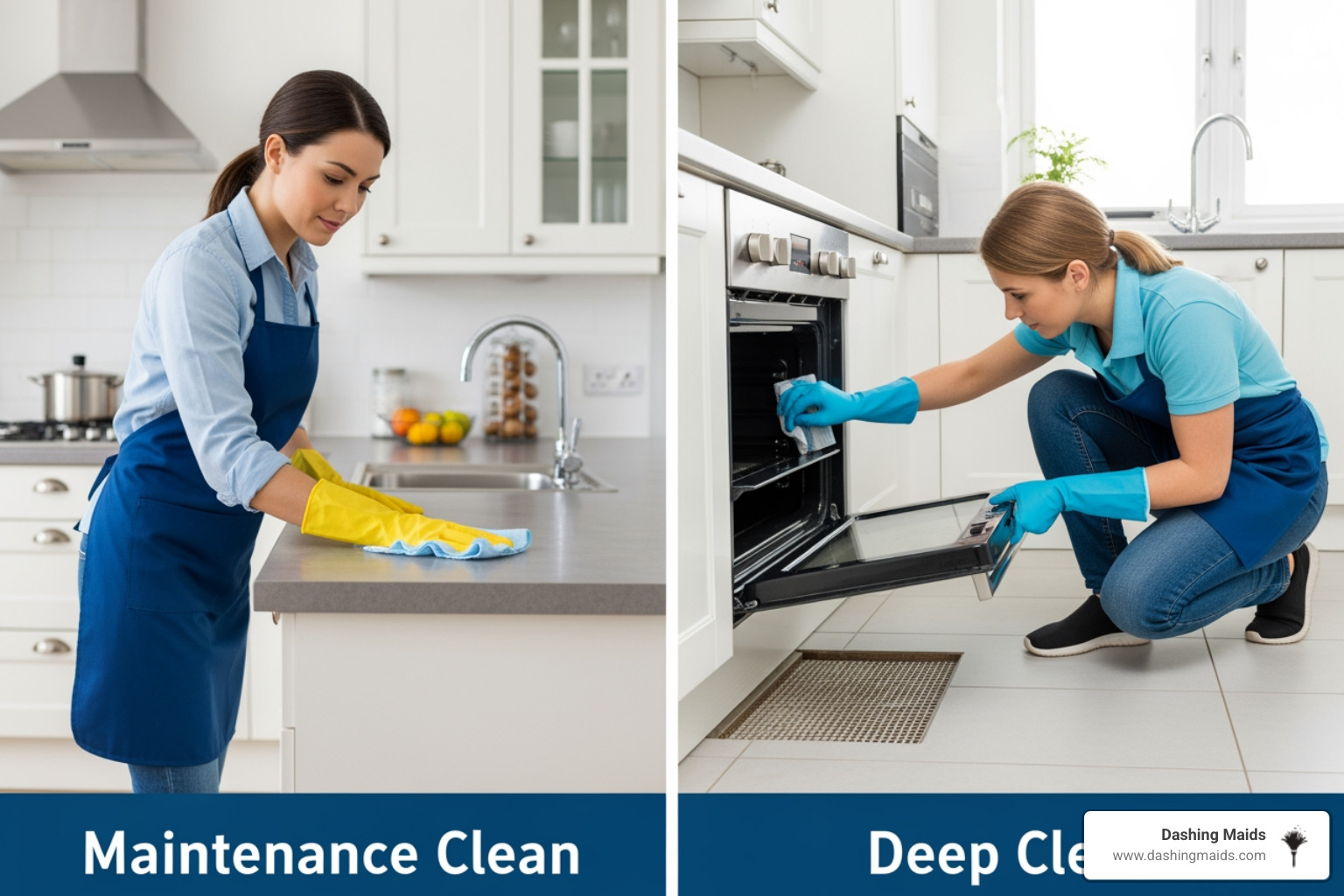 side-by-side of a maintenance clean and a deep clean - best recurring cleaning in arvada co side-by-side of a maintenance clean and a deep clean - best recurring cleaning in arvada co