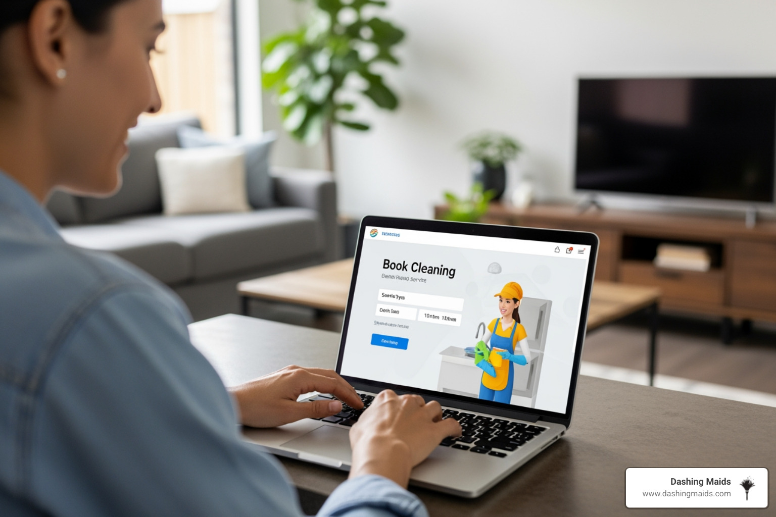 person easily booking a cleaning service on their laptop - recurring cleaning service in broomfield co