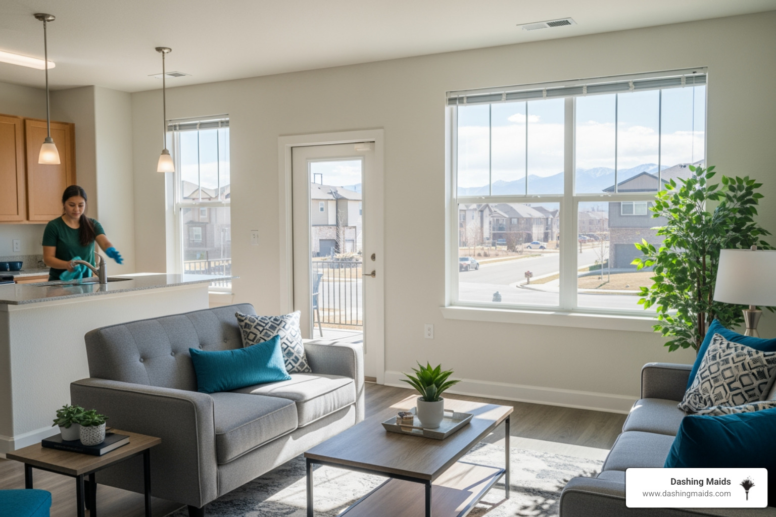 infographic showing benefits of professional apartment cleaning: time savings, healthier home environment, stress reduction, consistent results, and professional-grade equipment and products - affordable apartment cleaning in arvada, co