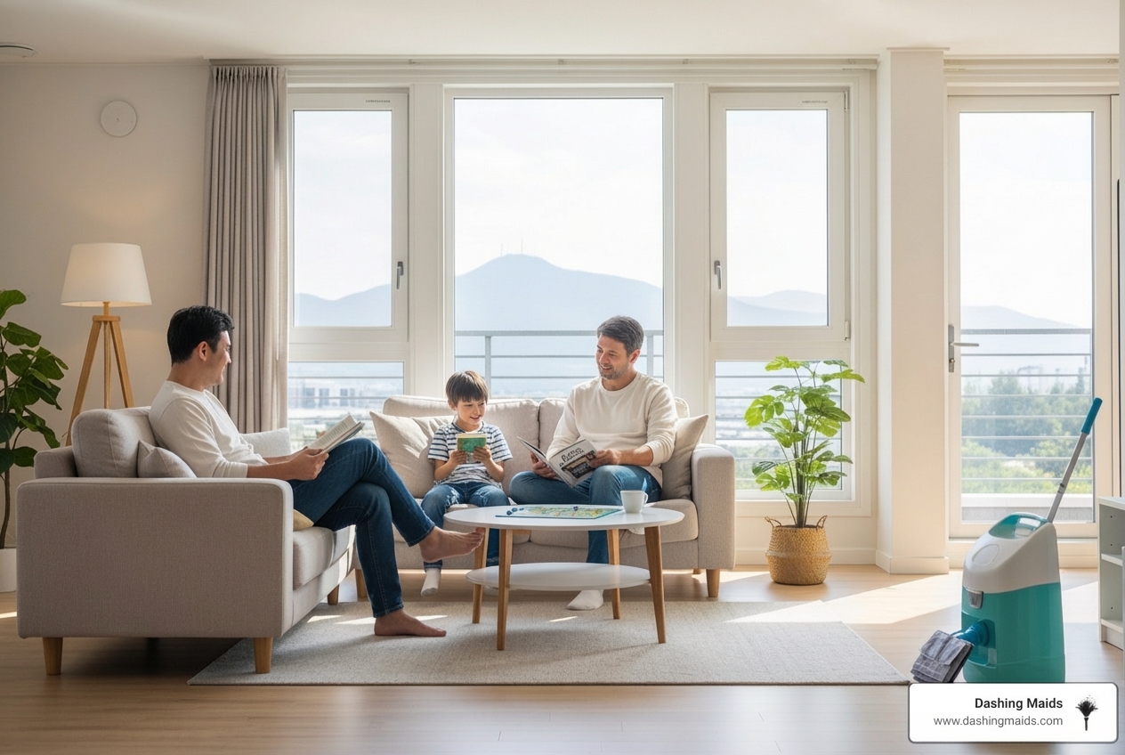 infographic showing benefits of professional house cleaning including time savings, reduced allergens and dust, improved indoor air quality, lower stress levels, and more time for family and Denver outdoor activities - house cleaning denver co infographic showing benefits of professional house cleaning including time savings, reduced allergens and dust, improved indoor air quality, lower stress levels, and more time for family and Denver outdoor activities - house cleaning denver co