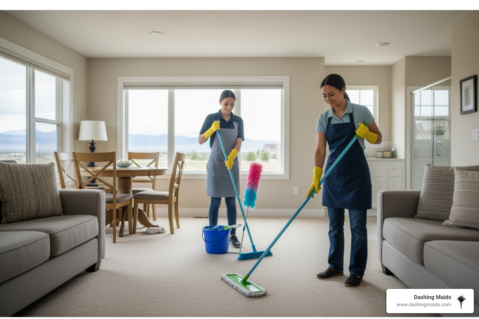 infographic showing benefits of professional housekeeping including time savings, healthier home environment, consistent cleaning standards, eco-friendly products, vetted professionals, flexible scheduling options, and customizable service plans - housekeeping broomfield co